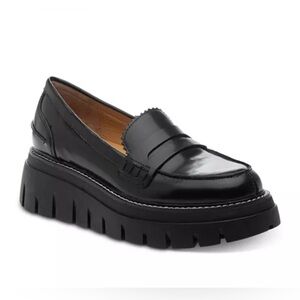 J Slides Black Platform Loafers